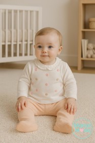 بجامة قطعتين مخمل بناتي رسمة ورود على البلوزة