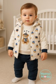 ترنج 3قطع خروج فست مبطن فرو رسمة دبدوب مع سكارف