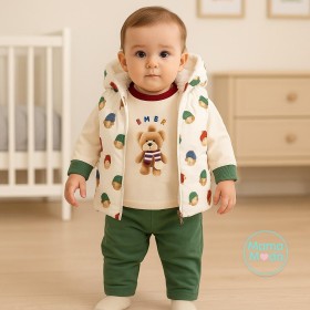 ترنج 3قطع خروج فست مبطن فرو رسمة دبدوب مع سكارف