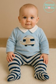 بجامة مخمل ولادي رسمة فيل