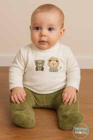 بجامة قطعتين مخمل رسمة اسد ودبدوب