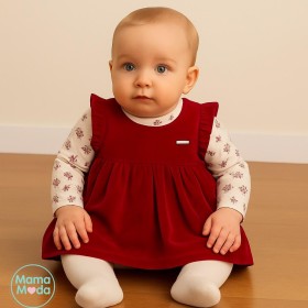 فستان زهر اكمام موردة مخمل