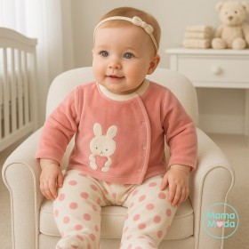 بجامه قطعتين مخمل رسمة ارنوب بنطلون منقط