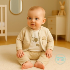 بجامه 3قطع رسمة بالون وسيارة جيبين