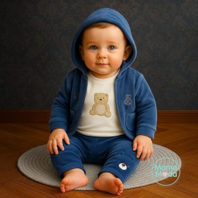 بجامة مخمل 3 قطع رسمة سيارة ودبدوب