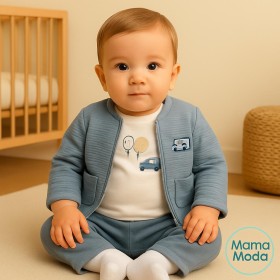 بجامه 3قطع رسمة بالون وسيارة جيبين