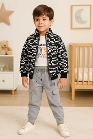 طقم ولادي 3 قطع جكيت وبلوزة وبنطلون ON